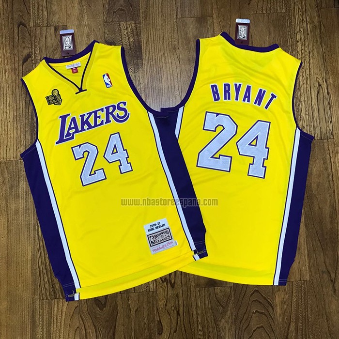 Camiseta Los Angeles Lakers Kobe Bryant NO 24 Hardwood Classics Amarillo
